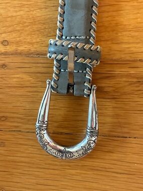 Brighton Sage Green Suede Whipstitch Belt with Silver-Tone Buckle size m/30